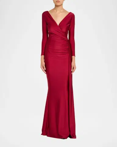 Chiara Boni La Petite Robe Koly Draped Surplice Jersey Gown | Thumbnail 6 Chiara Boni La Petite Robe Koly Draped Surplice Jersey Gown | Thumbnail 6