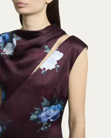 Erdem Floral Satin Slash-Cutout Sleeveless Gown | Thumbnail 5 Erdem Floral Satin Slash-Cutout Sleeveless Gown | Thumbnail 5