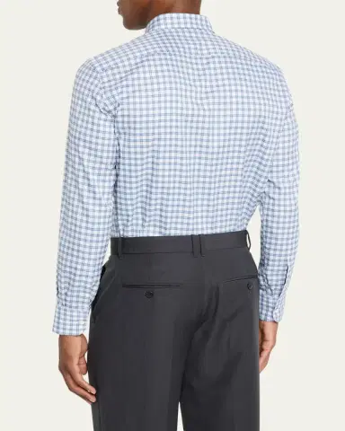 Bergdorf Goodman Men's Cotton Plaid Button-Collar Sport Shirt | Thumbnail 3 Bergdorf Goodman Men's Cotton Plaid Button-Collar Sport Shirt | Thumbnail 3