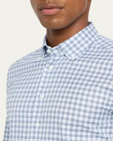 Bergdorf Goodman Men's Cotton Plaid Button-Collar Sport Shirt | Thumbnail 5 Bergdorf Goodman Men's Cotton Plaid Button-Collar Sport Shirt | Thumbnail 5