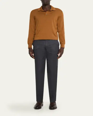 ZEGNA Men's Trofeo Wool Straight Fit Flat-Front Pants | Thumbnail 2 ZEGNA Men's Trofeo Wool Straight Fit Flat-Front Pants | Thumbnail 2