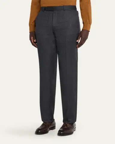 ZEGNA Men's Trofeo Wool Straight Fit Flat-Front Pants | Thumbnail 4 ZEGNA Men's Trofeo Wool Straight Fit Flat-Front Pants | Thumbnail 4