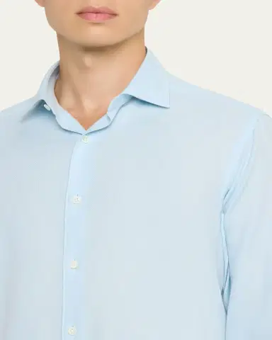 ZEGNA Men's Cashco Cashmere and Cotton Sport Shirt | Thumbnail 5 ZEGNA Men's Cashco Cashmere and Cotton Sport Shirt | Thumbnail 5