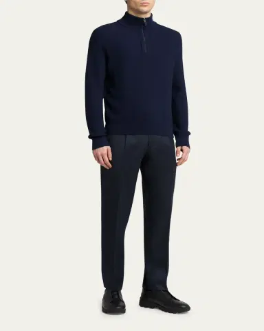 Zegna Men's Triple Stitch Monte Grained Leather Slip-On Sneakers | Thumbnail 3 Zegna Men's Triple Stitch Monte Grained Leather Slip-On Sneakers | Thumbnail 3