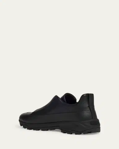 Zegna Men's Triple Stitch Monte Grained Leather Slip-On Sneakers | Thumbnail 4 Zegna Men's Triple Stitch Monte Grained Leather Slip-On Sneakers | Thumbnail 4