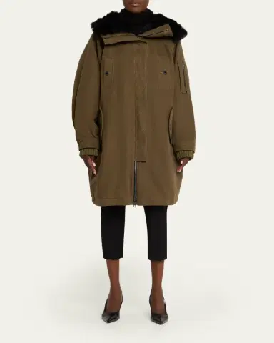 Dolce & Gabbana Lamb Shearling Lined Oversized Hooded Bomber Jacket | Thumbnail 2 Dolce & Gabbana Lamb Shearling Lined Oversized Hooded Bomber Jacket | Thumbnail 2