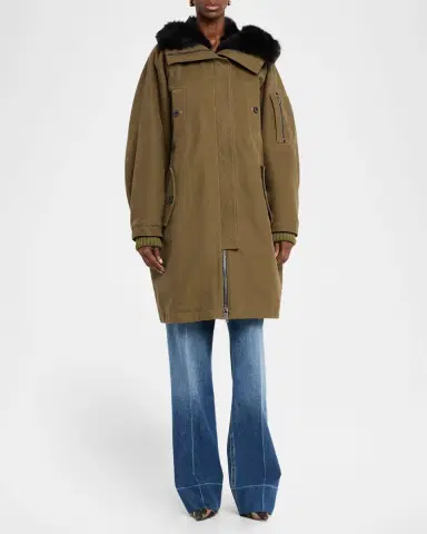 Dolce & Gabbana Lamb Shearling Lined Oversized Hooded Bomber Jacket | Thumbnail 8 Dolce & Gabbana Lamb Shearling Lined Oversized Hooded Bomber Jacket | Thumbnail 8