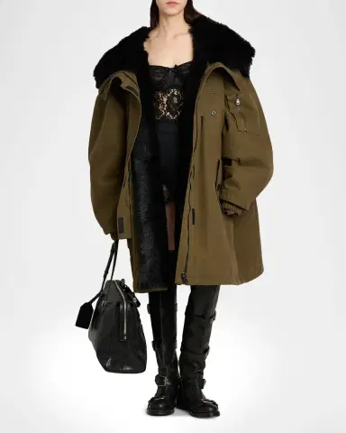 Dolce & Gabbana Lamb Shearling Lined Oversized Hooded Bomber Jacket | Thumbnail 10 Dolce & Gabbana Lamb Shearling Lined Oversized Hooded Bomber Jacket | Thumbnail 10