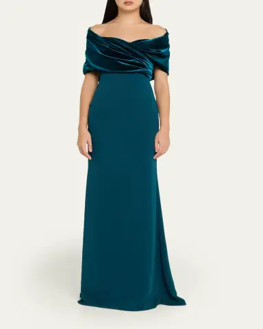 Badgley Mischka A-Line Sweetheart Gown with Velvet Cape | Thumbnail 2 Badgley Mischka A-Line Sweetheart Gown with Velvet Cape | Thumbnail 2