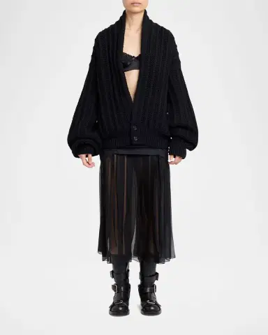 Dolce & Gabbana Twill And Pleated Chiffon Midi Skirt | Thumbnail 6 Dolce & Gabbana Twill And Pleated Chiffon Midi Skirt | Thumbnail 6
