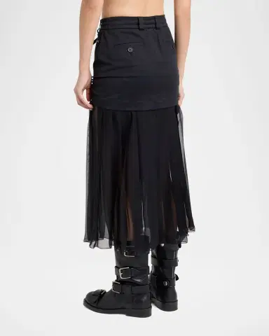 Dolce & Gabbana Twill And Pleated Chiffon Midi Skirt | Thumbnail 7 Dolce & Gabbana Twill And Pleated Chiffon Midi Skirt | Thumbnail 7