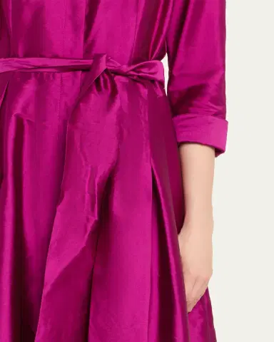 Rickie Freeman for Teri Jon 3/4-Sleeve Taffeta Shirtdress Gown | Thumbnail 5 Rickie Freeman for Teri Jon 3/4-Sleeve Taffeta Shirtdress Gown | Thumbnail 5
