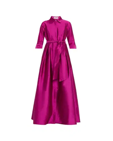 Rickie Freeman for Teri Jon 3/4-Sleeve Taffeta Shirtdress Gown | Thumbnail 1 Rickie Freeman for Teri Jon 3/4-Sleeve Taffeta Shirtdress Gown | Thumbnail 1