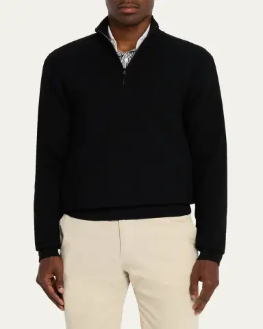 Ralph Lauren Purple Label Piqué-Knit Wool Quarter-Zip Sweater | Thumbnail 4 Ralph Lauren Purple Label Piqué-Knit Wool Quarter-Zip Sweater | Thumbnail 4