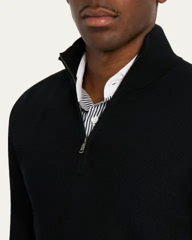 Ralph Lauren Purple Label Piqué-Knit Wool Quarter-Zip Sweater | Thumbnail 5 Ralph Lauren Purple Label Piqué-Knit Wool Quarter-Zip Sweater | Thumbnail 5