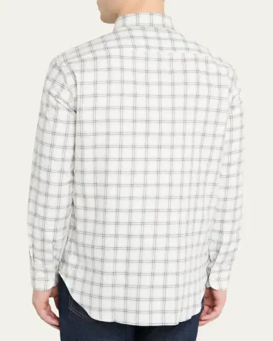 Bergdorf Goodman Men's Cotton-Cashmere Windowpane Classic Fit Button-Down Shirt | Thumbnail 3 Bergdorf Goodman Men's Cotton-Cashmere Windowpane Classic Fit Button-Down Shirt | Thumbnail 3