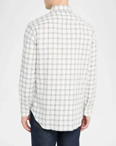 Bergdorf Goodman Men's Cotton-Cashmere Windowpane Classic Fit Button-Down Shirt | Thumbnail 7 Bergdorf Goodman Men's Cotton-Cashmere Windowpane Classic Fit Button-Down Shirt | Thumbnail 7