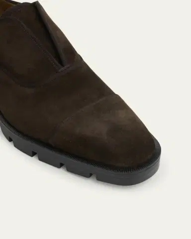 Christian Louboutin Men's Alpha Lion Suede Lug-Sole Slip-On Derby Shoes | Thumbnail 3 Christian Louboutin Men's Alpha Lion Suede Lug-Sole Slip-On Derby Shoes | Thumbnail 3