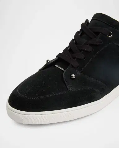 Christian Louboutin Men's Chambelisneak Collar-Pin Suede Low-Top Sneakers | Thumbnail 2 Christian Louboutin Men's Chambelisneak Collar-Pin Suede Low-Top Sneakers | Thumbnail 2