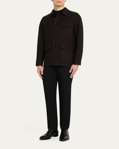 Brioni Men's Wool Herringbone Overshirt | Thumbnail 2 Brioni Men's Wool Herringbone Overshirt | Thumbnail 2