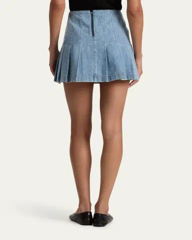 ALICE + OLIVIA Carter Pleated Denim Mini Skirt | Thumbnail 3 ALICE + OLIVIA Carter Pleated Denim Mini Skirt | Thumbnail 3