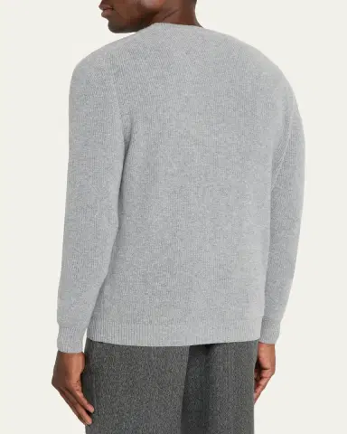 Bergdorf Goodman Men's Cashmere Fisherman Rib Crewneck Sweater | Thumbnail 3 Bergdorf Goodman Men's Cashmere Fisherman Rib Crewneck Sweater | Thumbnail 3