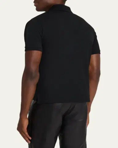 Saint Laurent Men's Embroidered Cassandre Cotton Polo Shirt | Thumbnail 3 Saint Laurent Men's Embroidered Cassandre Cotton Polo Shirt | Thumbnail 3