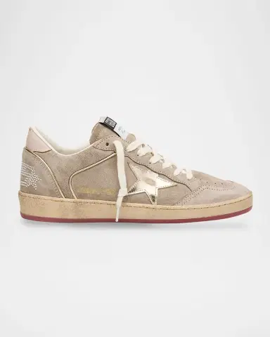 Golden Goose Ball Star Mixed Leather Low-Top Sneakers with Bead Lettering | Thumbnail 3 Golden Goose Ball Star Mixed Leather Low-Top Sneakers with Bead Lettering | Thumbnail 3