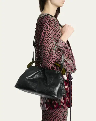 Dries Van Noten Pleated Crinkled Leather Top-Handle Bag | Thumbnail 2 Dries Van Noten Pleated Crinkled Leather Top-Handle Bag | Thumbnail 2