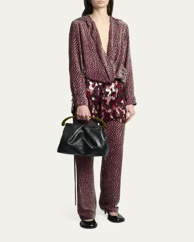 Dries Van Noten Pleated Crinkled Leather Top-Handle Bag | Thumbnail 5 Dries Van Noten Pleated Crinkled Leather Top-Handle Bag | Thumbnail 5