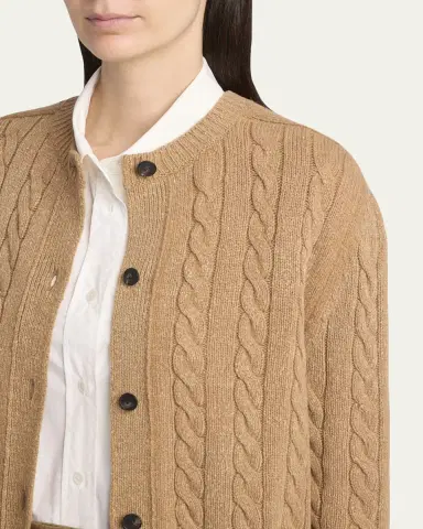 THE ROW Loneke Cable Knit Crewneck Cardigan | Thumbnail 5 THE ROW Loneke Cable Knit Crewneck Cardigan | Thumbnail 5