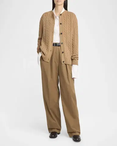 THE ROW Loneke Cable Knit Crewneck Cardigan | Thumbnail 6 THE ROW Loneke Cable Knit Crewneck Cardigan | Thumbnail 6