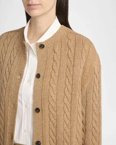 THE ROW Loneke Cable Knit Crewneck Cardigan | Thumbnail 8 THE ROW Loneke Cable Knit Crewneck Cardigan | Thumbnail 8