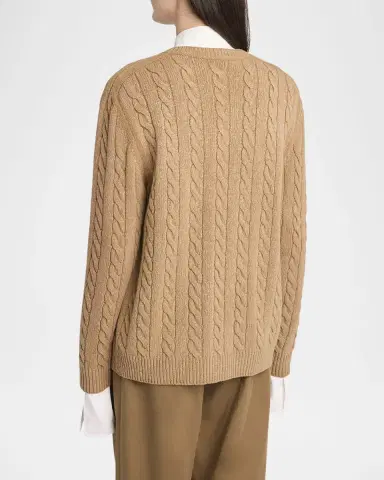 THE ROW Loneke Cable Knit Crewneck Cardigan | Thumbnail 9 THE ROW Loneke Cable Knit Crewneck Cardigan | Thumbnail 9