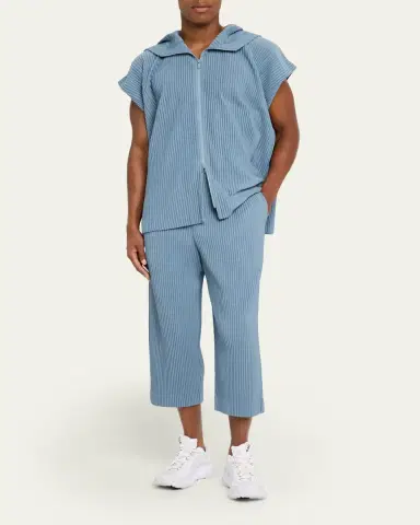 Homme Plissé Issey Miyake Men's Cropped Brown Pleated Trousers | Thumbnail 6 Homme Plissé Issey Miyake Men's Cropped Brown Pleated Trousers | Thumbnail 6