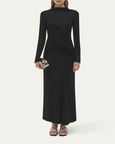 Simkhai Ferrera Ruched Long-Sleeve Midi Dress | Thumbnail 2 Simkhai Ferrera Ruched Long-Sleeve Midi Dress | Thumbnail 2