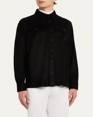 Ralph Lauren Purple Label Men's Suede Overshirt | Thumbnail 4 Ralph Lauren Purple Label Men's Suede Overshirt | Thumbnail 4