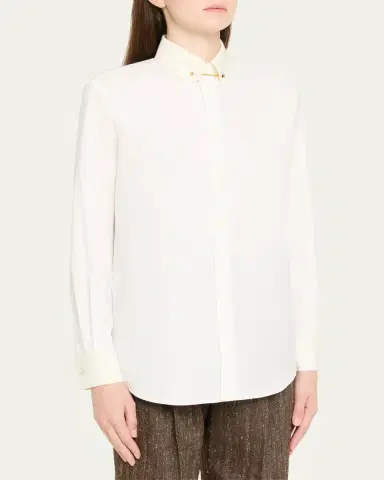 Loro Piana Thea Collar-Pin Oxford Shirt | Thumbnail 4 Loro Piana Thea Collar-Pin Oxford Shirt | Thumbnail 4