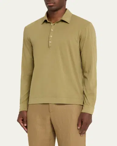 Massimo Alba Men's Cotton-Cashmere Polo Shirt | Thumbnail 4 Massimo Alba Men's Cotton-Cashmere Polo Shirt | Thumbnail 4
