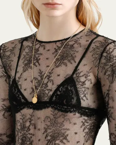 Dolce & Gabbana Chantilly Lace Long-Sleeve Bodysuit | Thumbnail 4 Dolce & Gabbana Chantilly Lace Long-Sleeve Bodysuit | Thumbnail 4