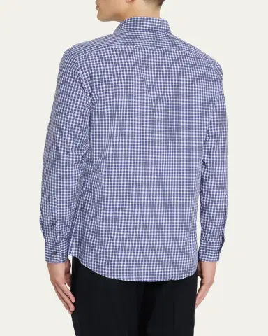 ZEGNA Men's Petite Check Cotton Button-Down Shirt | Thumbnail 3 ZEGNA Men's Petite Check Cotton Button-Down Shirt | Thumbnail 3