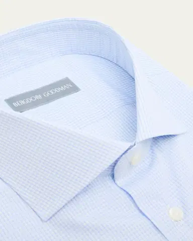 Bergdorf Goodman Men's Cotton Micro-Check Spread-Collar Dress Shirt | Thumbnail 2 Bergdorf Goodman Men's Cotton Micro-Check Spread-Collar Dress Shirt | Thumbnail 2