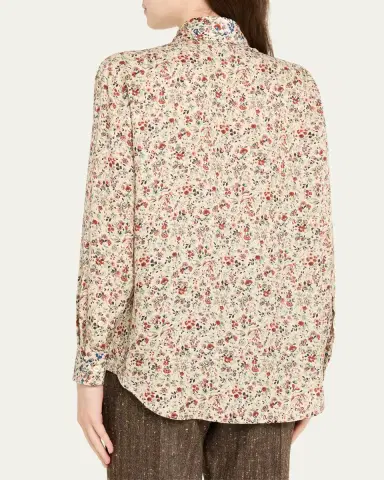 Loro Piana Thea Floral-Print Silk Button-Down Shirt | Thumbnail 3 Loro Piana Thea Floral-Print Silk Button-Down Shirt | Thumbnail 3
