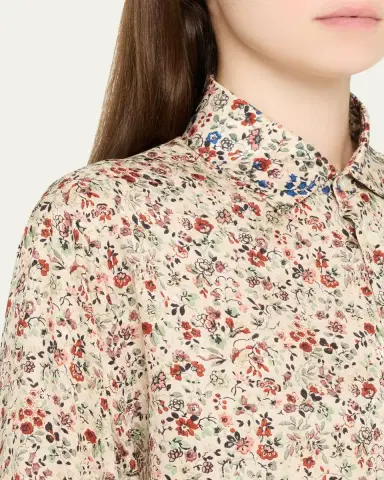 Loro Piana Thea Floral-Print Silk Button-Down Shirt | Thumbnail 5 Loro Piana Thea Floral-Print Silk Button-Down Shirt | Thumbnail 5