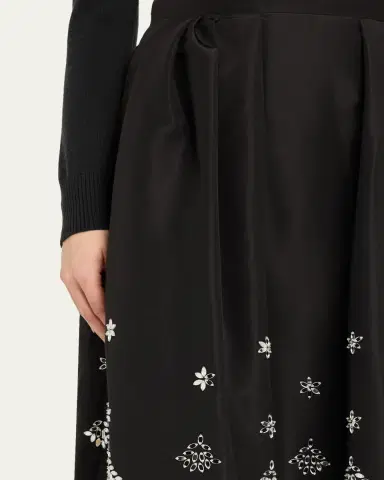 Oscar de la Renta Fern Embroidered Midi Party Skirt | Thumbnail 5 Oscar de la Renta Fern Embroidered Midi Party Skirt | Thumbnail 5