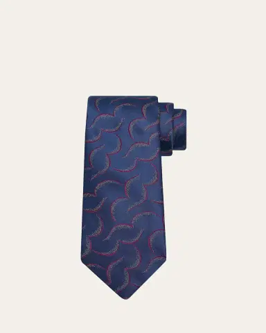 Charvet Men's Geometric Abstract Line Silk Tie | Thumbnail 5 Charvet Men's Geometric Abstract Line Silk Tie | Thumbnail 5