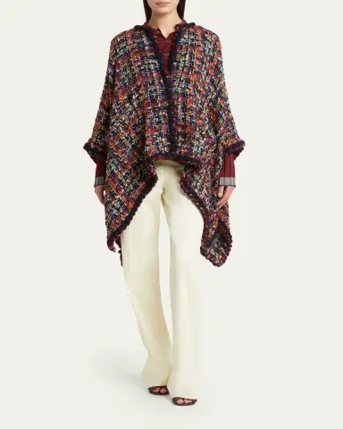 Etro Multicolor Tweed Wool-Mohair Blend Cape | Thumbnail 2 Etro Multicolor Tweed Wool-Mohair Blend Cape | Thumbnail 2
