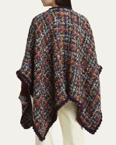 Etro Multicolor Tweed Wool-Mohair Blend Cape | Thumbnail 3 Etro Multicolor Tweed Wool-Mohair Blend Cape | Thumbnail 3