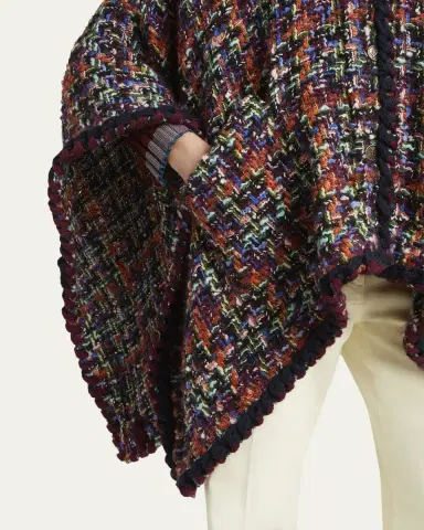 Etro Multicolor Tweed Wool-Mohair Blend Cape | Thumbnail 5 Etro Multicolor Tweed Wool-Mohair Blend Cape | Thumbnail 5