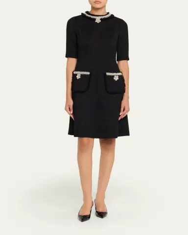 Rickie Freeman for Teri Jon Bead & Crystal-Trim Boucle Dress | Thumbnail 2 Rickie Freeman for Teri Jon Bead & Crystal-Trim Boucle Dress | Thumbnail 2